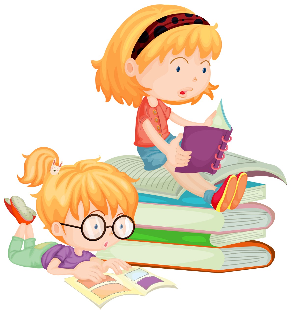 433289-twee-kinderen-die-boeken-lezen-op-school-gratis-vector